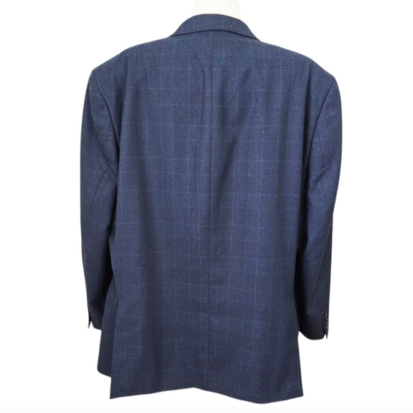 NWOT Michael Kors Navy Blue Windowpane Plaid Check Suit Blazer Jacket- Men's - Picture 4 of 7